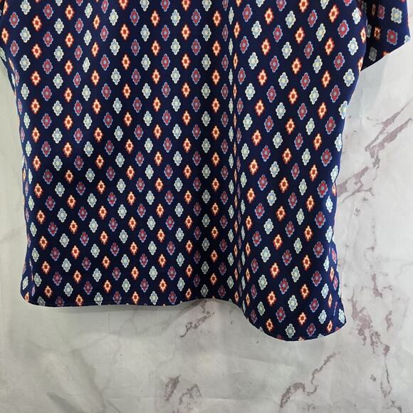 Vintage Levis Shirt Womens Large Blouse Navy Button Up 70s Retro Pattern Disco - Picture 7 of 10